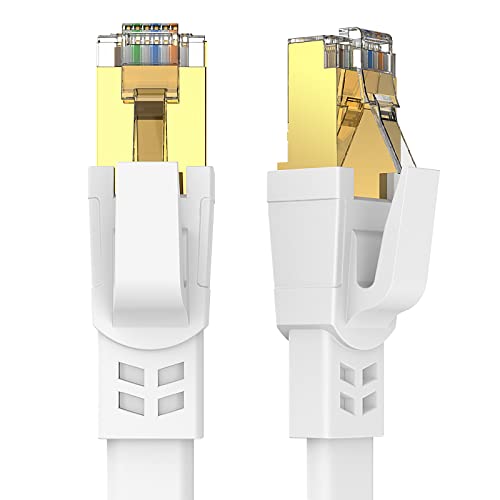 Qiuean Ethernet Cable 25 FT, Cat8 High Speed Outdoor&Indoor Cat8 LAN Network Cable 40Gbps, 2000Mhz with Gold Plated RJ45 Connector, Weatherproof S/FTP UV Resistant for Router/Gaming/Modem (25)
