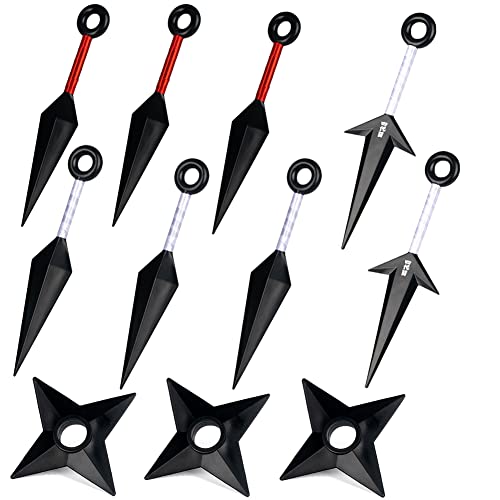 Fusovon Ninja Cosplay Kunai Set 10 Pcs Props Anime Kunai Plastic Toy for Japanese Ninja Cosplay Accessories Black