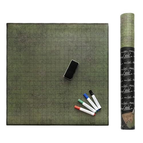 Durable Battlemat – 2 x 2ft Grasslands Battle Mat – Grid DND Mat with Eraser and 4 Dry Erase Pens – Flexible PVC Magnetic Rubber Game Mat for Dungeons and Dragons, RPG Games