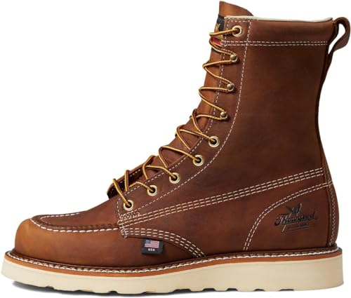 Thorogood American Heritage 8” Moc Toe Work Boots for Men Made with Full-Grain Leather, Soft Toe, Slip-Resistant Wedge Outsole and Comfort Footbed; EH Rated, Trail Crazyhorse - 10.5 D US