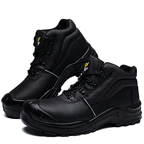 DRKA Water Resistant Steel Toe Work Boots For Men,6'' EH-Rated Safety Boots(19977-blk-9)