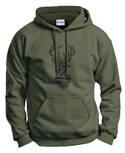 Hunting Gift Deer Hunting Word Collage Deer Hunter Gift Hoodie Sweatshirt Medium MlGrn