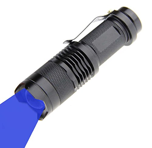WAYLLSHINE Scalable Blue LED 3 Mode Long Range Blue Beam Blue Light Flashlight, Blue LED Flashlight Blue Flashlight Torch with Blue Light Blue LED for Night Fishing and Outdoor Activities-Black House