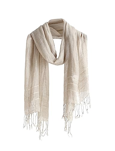 Jeelow Lightweight Cotton Scarf Scarfs For Women Shawls And Wraps Scarves For Men (Linen Stripe)
