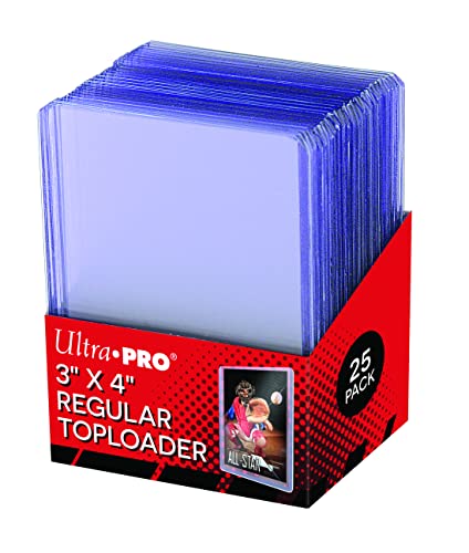 Ultra Pro 3' X 4' Clear Regular Toploader 25ct Top Loaders for Cards Baseball Card Protectors Hard Plastic Sleeves