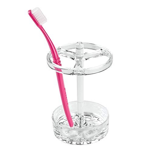 iDesign Holder for Normal to Large Toothbrushes, Spin Brushes, and Toothpaste The Eva Collection, 3.75' x 3.75' x 5.75', Clear