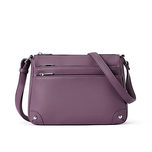 WESTBRONCO Crossbody Bags for Women, Medium Size Shoulder Handbags, Satchel Purse with Multi Zipper Pocket Purple