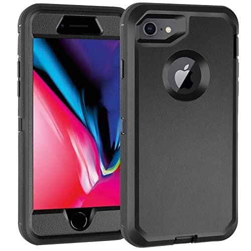 Case for iPhone 7/iPhone 8 with Screen Protector [Shockproof] [Dropproof] [Dust-Proof], 3 in 1 Full Body Rugged Heavy Duty Case Durable Cover for iPhone 7/8 4.7' Black