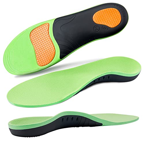 Plantar Fasciitis Relief Insoles (220+lbs) Arch Support Insoles for Flat Feet, Work Boot Insoles, Memory Foam Arch Support Inserts for Men & Women, Gel Orthotic Insoles for Standing All Day