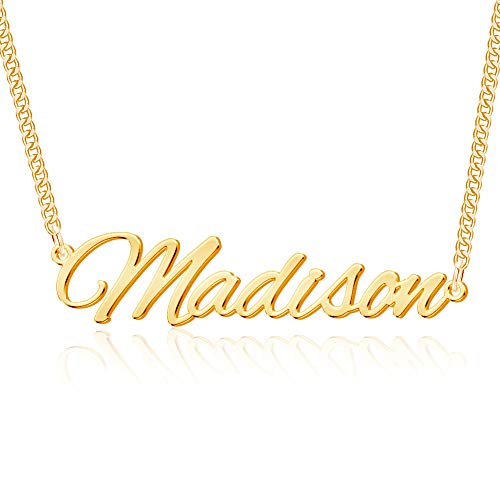 TinyName Custom Name Necklace Personalized 18K Gold Plated Nameplate Customized Jewelry Gift for Women