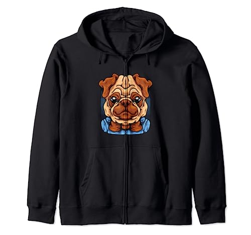 Pug with a Bow Tie Cutest Pet Domestic Dog Animal Kingdom Zip Hoodie