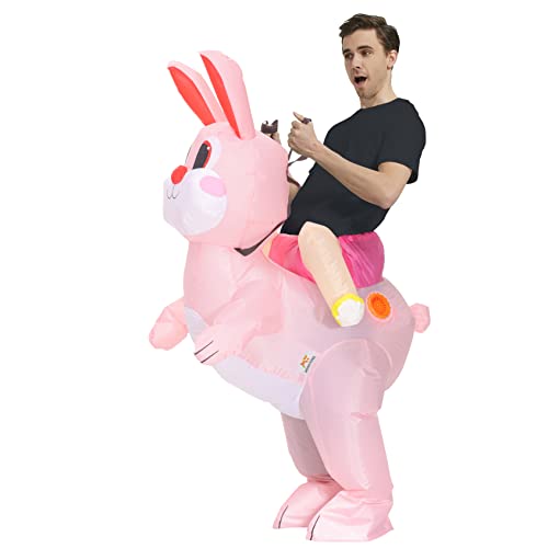 MT MENGTONG Inflatable Easter Bunny Costume Adult Blow up Bunny Rabbit Costume Full Body For Men Women Unisex Halloween Easter Cosplay Party