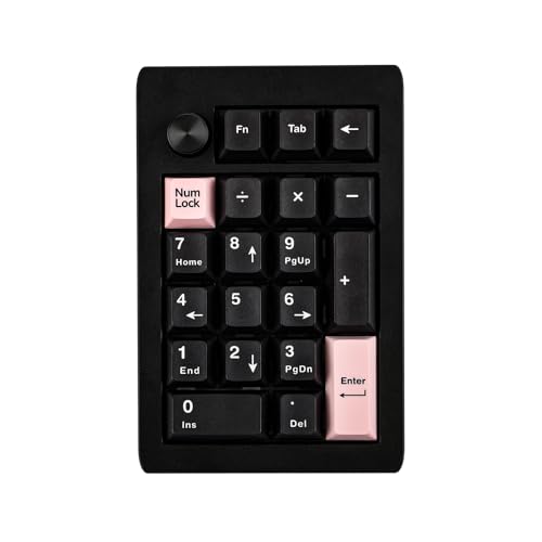 EPOMAKER EK21-X VIA Gasket Number Pad, Aluminum Alloy Wireless Numpad, Bluetooth/2.4ghz/Wired Programmable Keypad, with 5-Layer Padding, for Win/Mac/Gaming (Black, Mulan Switch)