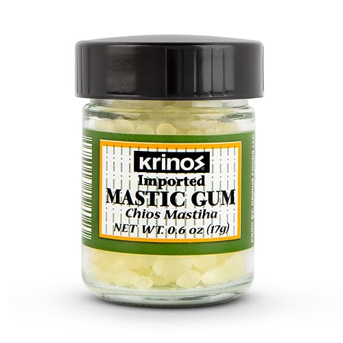 Krinos Greek Mastic Gum: Rich History, Piney Flavor, Culinary Treasure | Chios Island PDO Product, 17g jar