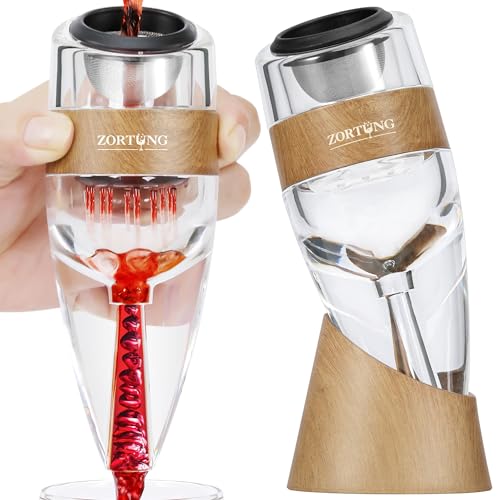 ZORTUNG Wine Aerator Decanter Pourer with Strainer for Sediment Stand Travel Bag Diffuser Airarator Filter Aireators Pour Airrater for Red and White Wine Christmas Idea Gifts