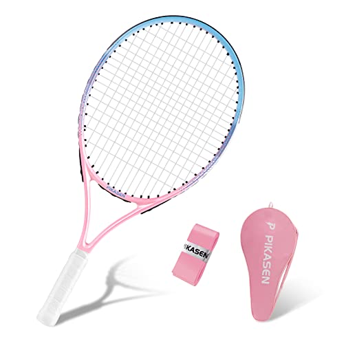 PIKASEN 19”-23' Kids Tennis Racket Best Starter Kit for Kids Age 9 and Under with Shoulder Strap Bag Toddler Tennis Raquet (25 Inch Pink)
