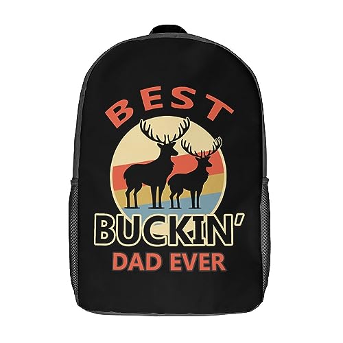 Best Buckin Dad Ever 17 Inch Laptop Backpack Casual Travel Work Bag Shoulders Daypack for Women Men
