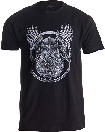 Ann Arbor T-shirt Co. Odin | Norse Mythology God Valkyrie Valhalla Viking Raven Nordic Thor T-Shirt-(Adult,L) Black