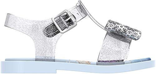 mini melissa Girl's Mar Sandal + Frozen BB (Toddler/Little Kid) Silver Glitter 7 Toddler M