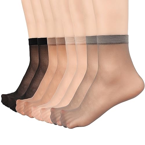 Mcool Mary 12 Pairs Womens Sheer Ankle Socks Nude Stocking Summer Ultra Thin Cool See Through Silk Socks for Women