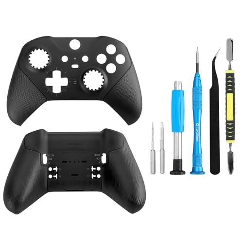 Front Back Housing Shell Faceplate Cover Replacement Repair Kit for Xbox One Elite Series 2 Controller（Black）