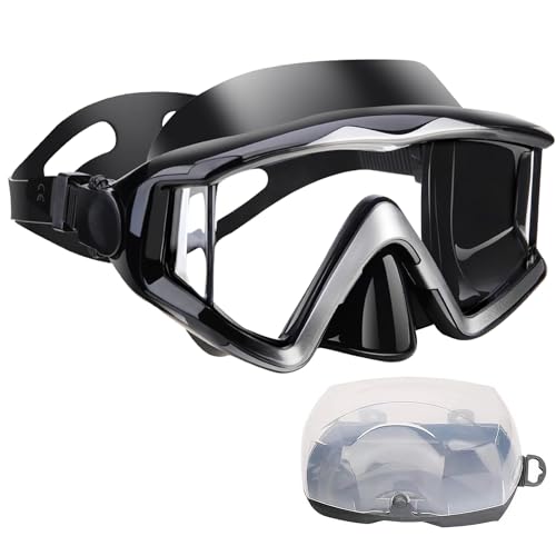 AQUA A DIVE SPORTS Diving mask Anti-Fog Swimming Snorkel mask Suitable for Adults Scuba Dive Swim Snorkeling Goggles Masks (Black and Gray)