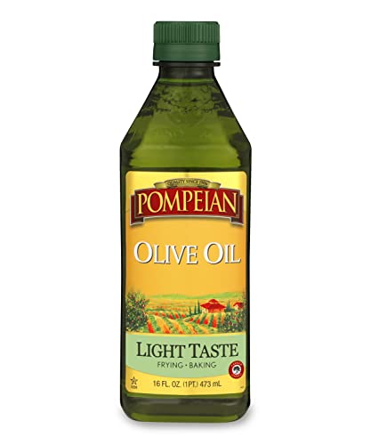 Pompeian Light Taste Olive Oil, Light, Subtle Flavor, Perfect for Frying & Baking, Naturally Gluten Free, Non-Allergenic, Non-GMO, 16 FL. OZ.