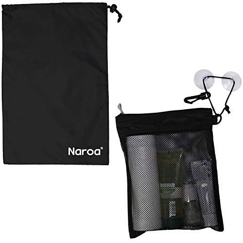 Naroa Waterproof Multifunctional Toiletry Shower Bag for Gym, Travel, Business and Foldable Portable Hanging Bathroom Mesh Caddy with Wet & Dry Storage Suction Hook Tote for Men Women