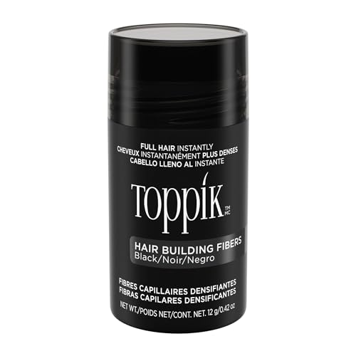 Toppik Hair Building Fibers, Black, 12g Fill In Fine or Thinning Hair Instantly Thicker, Fuller Looking Hair 9 Shades for Men Women