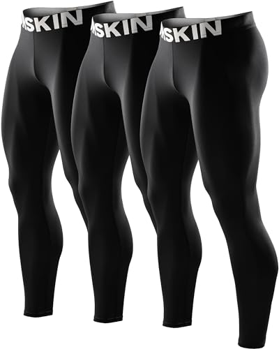 DRSKIN 3 Pack Men’s Compression Pants Tights Leggings Sports Baselayer Running Athletic Workout Active (Classic B01 3P, L)