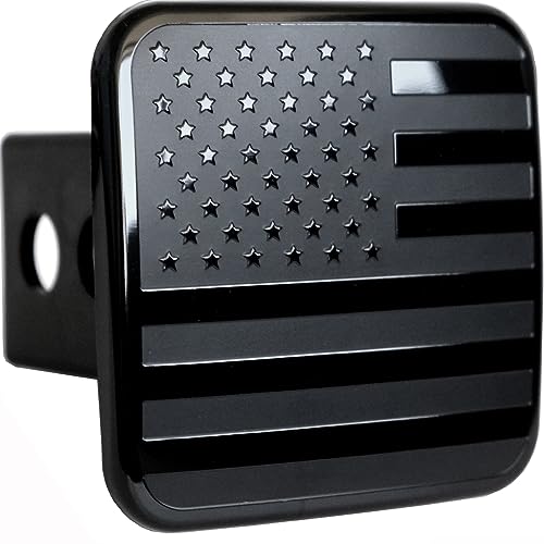 eVerHitch 2 Inch Trailer Hitch Cover Plug with Metal American Black Flag Fit for Any 2' Hitch Receivers