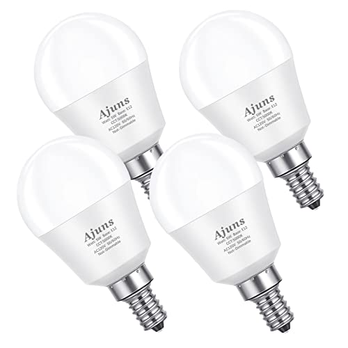 Ajuns LED Ceiling Fan Light Bulbs 40W Equivalent 120V LED Candelabra Light Bulb 5W Daylight White 5000K，Used for Branch Chandeliers, Vanity Mirror Light, E12 Base 4Pack