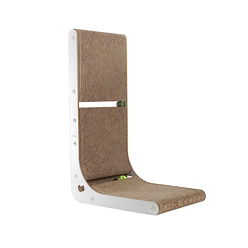 Scratcher Board Toy Scratching Post:SMARTBEAN Cardboard Cat Scratcher, Vertical Cat Scratching Board, 23.6 Inch L-Shape Cat Scratch Pads with Built-in Catnip Toy Balls, Cat Scratchers for Indoor Cats