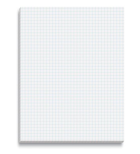 Better Office Products Graph Paper Pad, 8.5' x 11', 50 Sheets, Double Sided, White, 4x4 Blue Quad Rule, Easy Tear, Grid Paper, Graph Paper