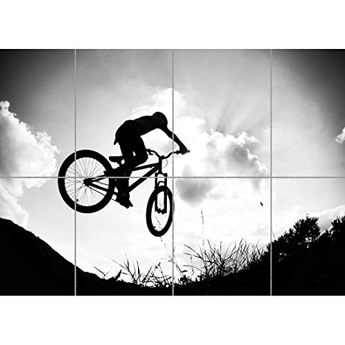 Doppelganger33 LTD BMX Mountain Bike Jump Bicycle Silhouette Wall Art Multi Panel Poster Print 47x33 inches