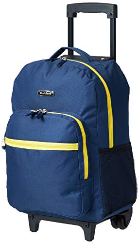 Rockland Double Handle Rolling Backpack, Navy, 17-Inch