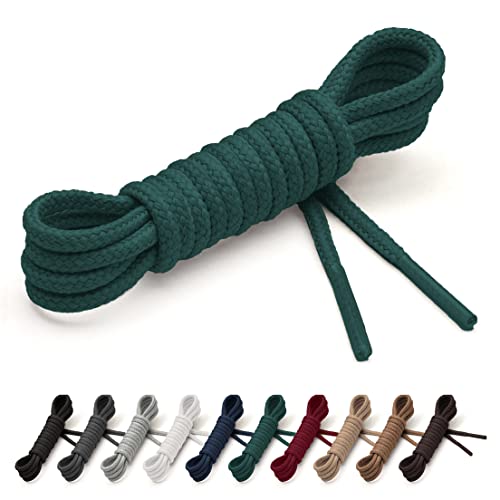 Benchmark Basics 36' Forest Green Dress Shoe Laces - Round Waxed Shoestrings for Shoes & Boots - 1/10' (2.5mm) Diameter - 1 Pair