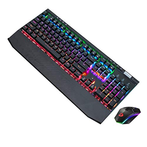 ARCH LED Wired Mechanical Keyboard, Aluminum Base, 104 Standard Keys,Gaming Keyboard and Mouse Combo with Multimedia Keys and Gaming Mouse 10800 DPI for Windows PC Gamers (Color : C-Tea Shaft)