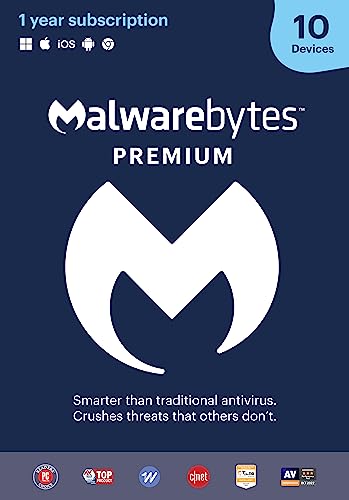 Malwarebytes Premium Software | 12 Months, 10 Devices (PC, Mac, Android) [software_key_card]