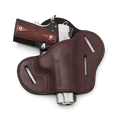 The Ultimate Leather Gun Holster | 3 Slot Pancake Style Belt Holster | Handmade in The USA! | Fits All 1911 Style Handguns Relentless Tactical | Brown Right Handed