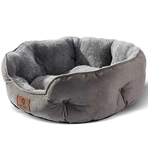 Asvin Small Dog Bed for Small Dogs, Cat Beds for Indoor Cats, Pet Bed for Puppy and Kitty, Extra Soft & Machine Washable with Anti-Slip & Water-Resistant Oxford Bottom, Grey, 20 inches