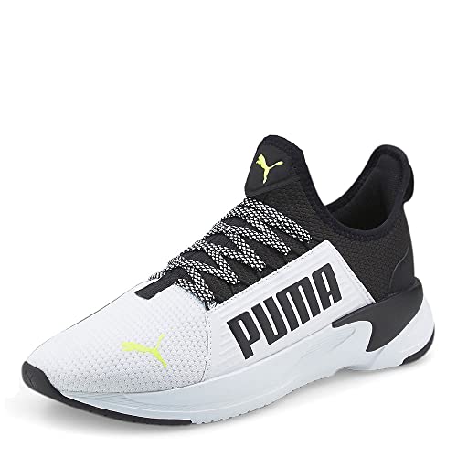 PUMA Men's SOFTRIDE PREMIER SLIP-ON Sneaker, Puma White-Puma Black-Yellow Alert, 9.5