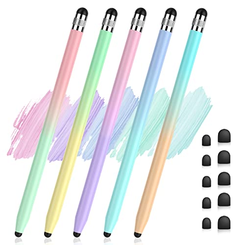 StylusHome 5 Pack Stylus Pens for Touch Screens, Dual-end High Sensitivity Capacitive Stylus for iPad, iPhone, Android Smartphone and Tablets All Universal Touchscreen Devices, with 10 Rubber Tips