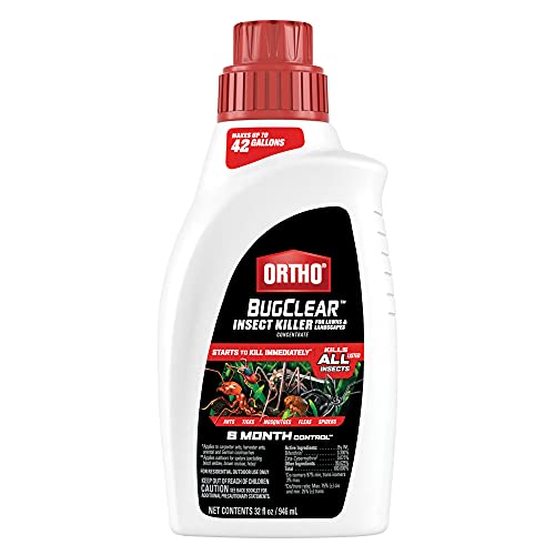 Ortho BugClear Insect Killer for Lawns & Landscapes Concentrate Kills Periodical Cicadas, Ants, Spiders, Fleas, Scorpions & More, Use on Flowers, Vegetables, Fruit Trees & More, Odor Free, 32 oz.