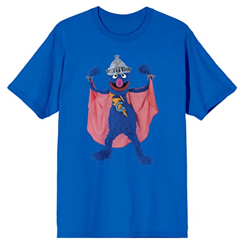 Bioworld Sesame Street Super Grover Men's Waterprint Blue T-Shirt - Large