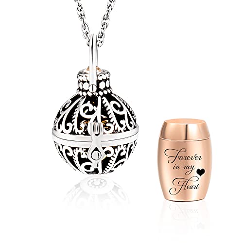 Vintage Hollow Flower Urn Necklace for Ashes Forever in my heart Memorial Locket Pendant Jar Keepsake Cremation Jewelry