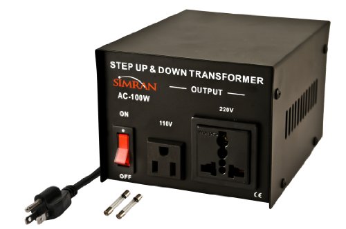 Simran AC-100 Voltage Power Converter Step up Down Transformer 110 Volt 220 Volt, 100 Watt, Black