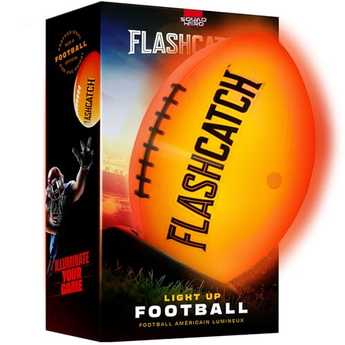 Light Up Football - Glow in the Dark Ball - NO 6 - Outdoor Sports Birthday Gifts for Boys 8-15+ Year Old - Kids Teenage Youth Easter Gift Ideas Activity - Boy Toys Stuff Ages 8 9 10 11 12 13 14 15