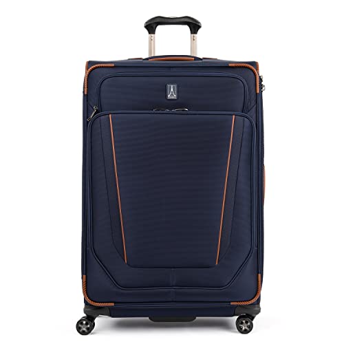 Travelpro Crew Versapack Softside Expandable 8 Spinner Wheel Checked Luggage, USB Port, Men and Women, Patriot Blue, Checked Large 29-Inch