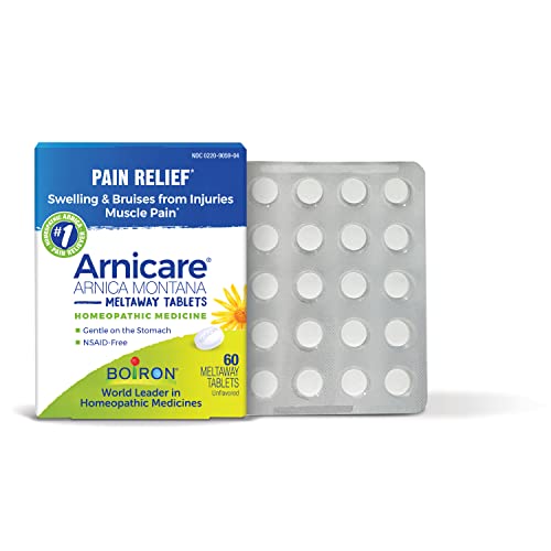 Boiron Arnicare Tablets for Pain Relief from Muscle Pain, Joint Soreness, Swelling from Injury or Bruises - 60 Count